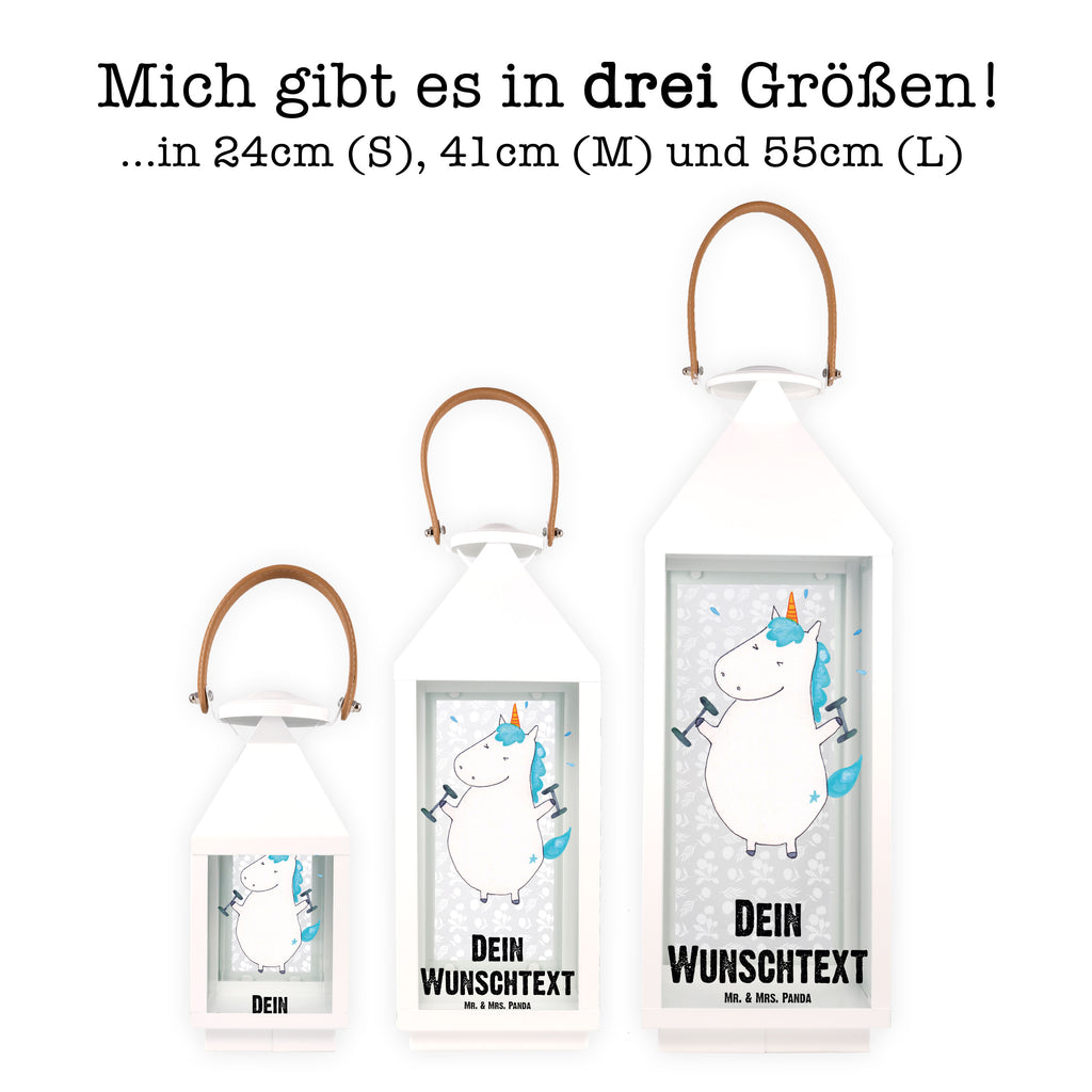 Personalisierte Deko Laterne Einhorn Fitness Gartenlampe, Gartenleuchte, Gartendekoration, Gartenlicht, Laterne kleine Laternen, XXL Laternen, Laterne groß, Einhorn, Einhörner, Einhorn Deko, Pegasus, Unicorn, Gym, Fitness, Fitnessstudio, Diät, Abnehmen, Sport, Pumpen, Geräte, Sixpack