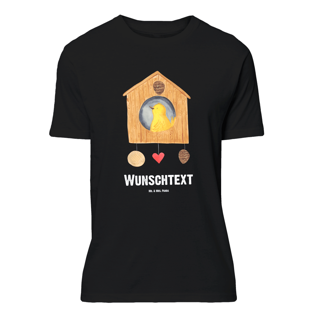 Personalisiertes T-Shirt Vogelhaus Home T-Shirt Personalisiert, T-Shirt mit Namen, T-Shirt mit Aufruck, Männer, Frauen, Wunschtext, Bedrucken, Tiermotive, Gute Laune, lustige Sprüche, Tiere, Vogelhaus, Vogel, Home sweet Home, Einzug, Umzug, Geschenk, Einzugsgeschenk, Hausbau, Haus