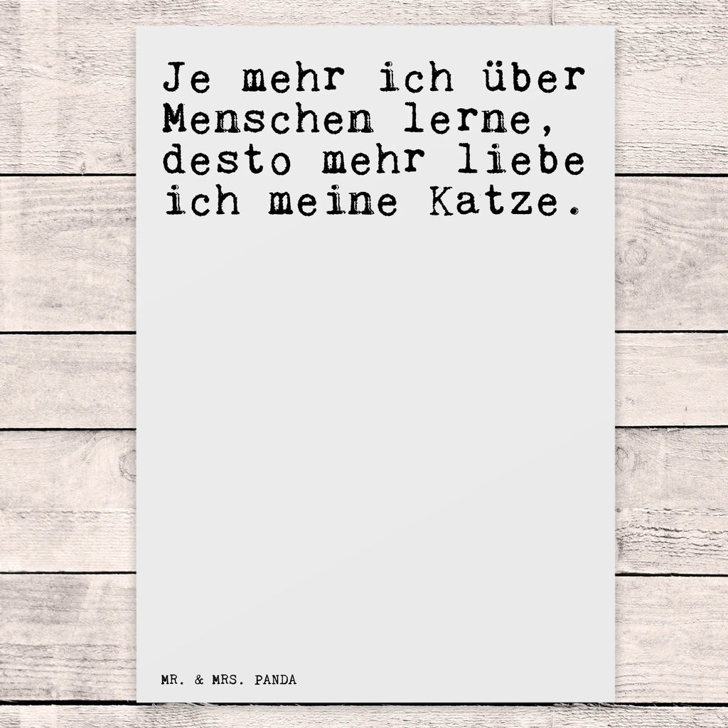 Postkarte Je mehr ich über... Postkarte, Karte, Geschenkkarte, Grußkarte, Einladung, Ansichtskarte, Geburtstagskarte, Einladungskarte, Dankeskarte, Ansichtskarten, Einladung Geburtstag, Einladungskarten Geburtstag, Spruch, Sprüche, lustige Sprüche, Weisheiten, Zitate, Spruch Geschenke, Spruch Sprüche Weisheiten Zitate Lustig Weisheit Worte