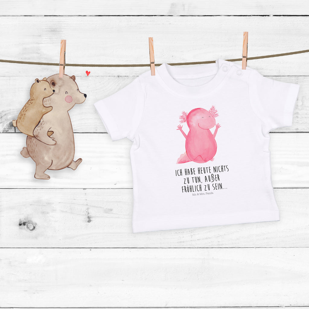 Organic Baby Shirt Axolotl Hurra Baby T-Shirt, Jungen Baby T-Shirt, Mädchen Baby T-Shirt, Shirt, Axolotl, Molch, Axolot, Schwanzlurch, Lurch, Lurche, fröhlich, Spaß, Freude, Motivation, Zufriedenheit