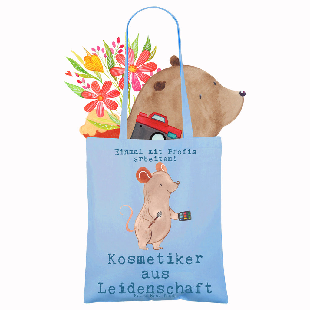 Tragetasche Kosmetiker aus Leidenschaft Beuteltasche, Beutel, Einkaufstasche, Jutebeutel, Stoffbeutel, Tasche, Shopper, Umhängetasche, Strandtasche, Schultertasche, Stofftasche, Tragetasche, Badetasche, Jutetasche, Einkaufstüte, Laptoptasche, Beruf, Ausbildung, Jubiläum, Abschied, Rente, Kollege, Kollegin, Geschenk, Schenken, Arbeitskollege, Mitarbeiter, Firma, Danke, Dankeschön, Kosmetiker, Make Up Artist, Maskenbildner, Visagist, Beauty Salon, Kosmetikstudio, Eröffnung