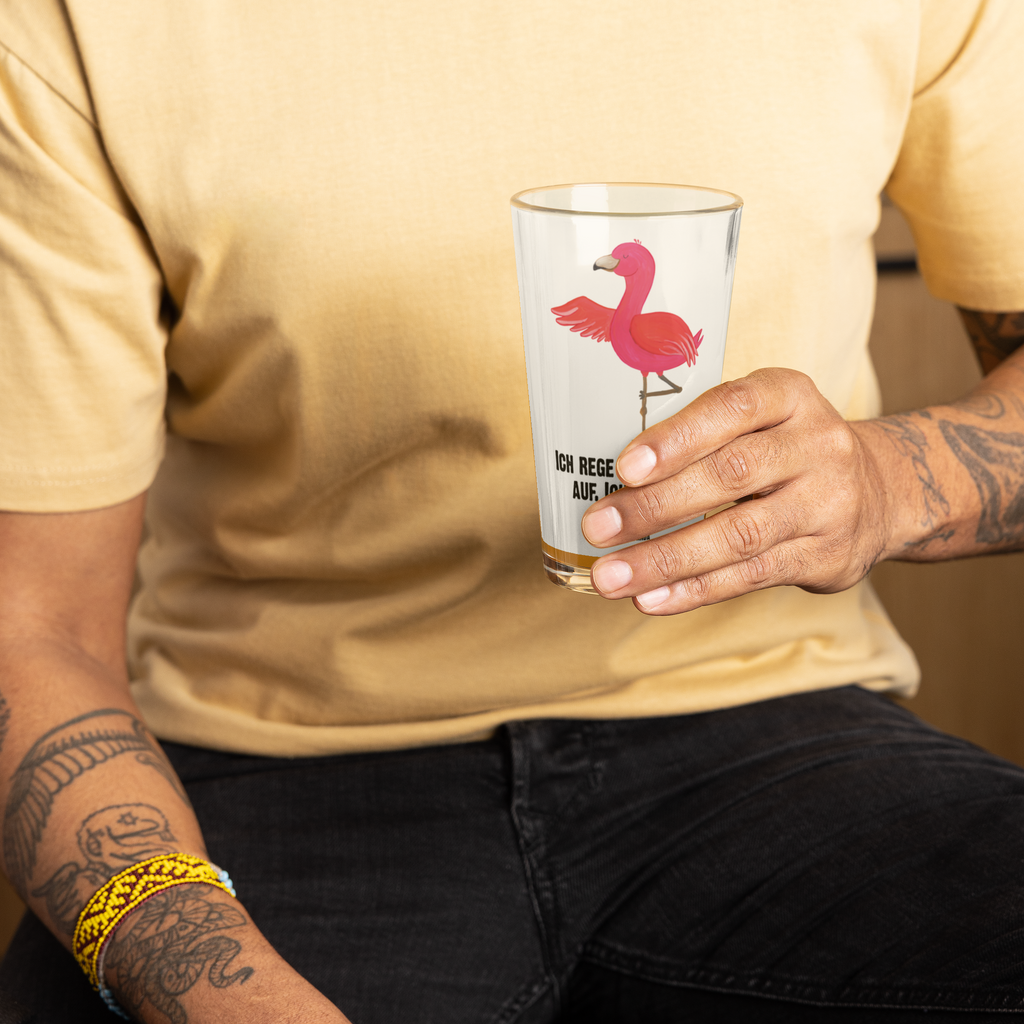 Premium Trinkglas Flamingo Yoga Trinkglas, Glas, Pint Glas, Bierglas, Cocktail Glas, Wasserglas, Flamingo, Vogel, Yoga, Namaste, Achtsamkeit, Yoga-Übung, Entspannung, Ärger, Aufregen, Tiefenentspannung