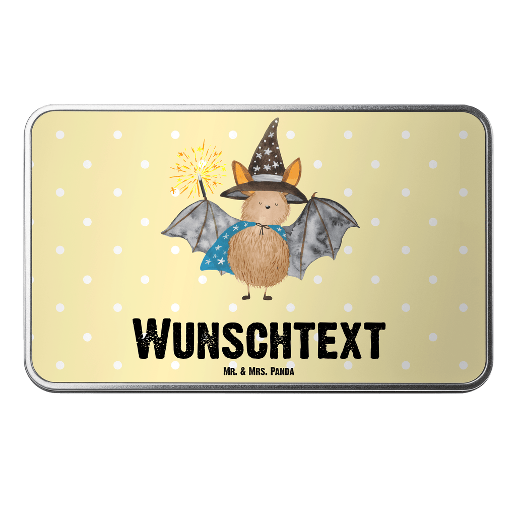 Personalisierte Metalldose Fledermaus Zauberer Personalisierte Metalldose, Dose mit Namen, Namensdose, Kiste mit Namen, Namenskiste, Tiermotive, Gute Laune, lustige Sprüche, Tiere, Fledermaus, Fledermäuse, Zauberer, Magier, Frauen, reinsteigern