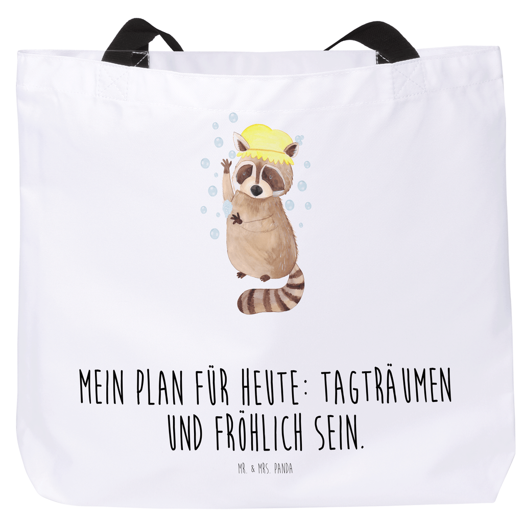 Shopper Waschbär Beutel, Einkaufstasche, Tasche, Strandtasche, Einkaufsbeutel, Shopper, Schultasche, Freizeittasche, Tragebeutel, Schulbeutel, Alltagstasche, Tiermotive, Gute Laune, lustige Sprüche, Tiere, Waschbär, Tagträumen, Plan, Fröhlich, waschen, Seifenblasen