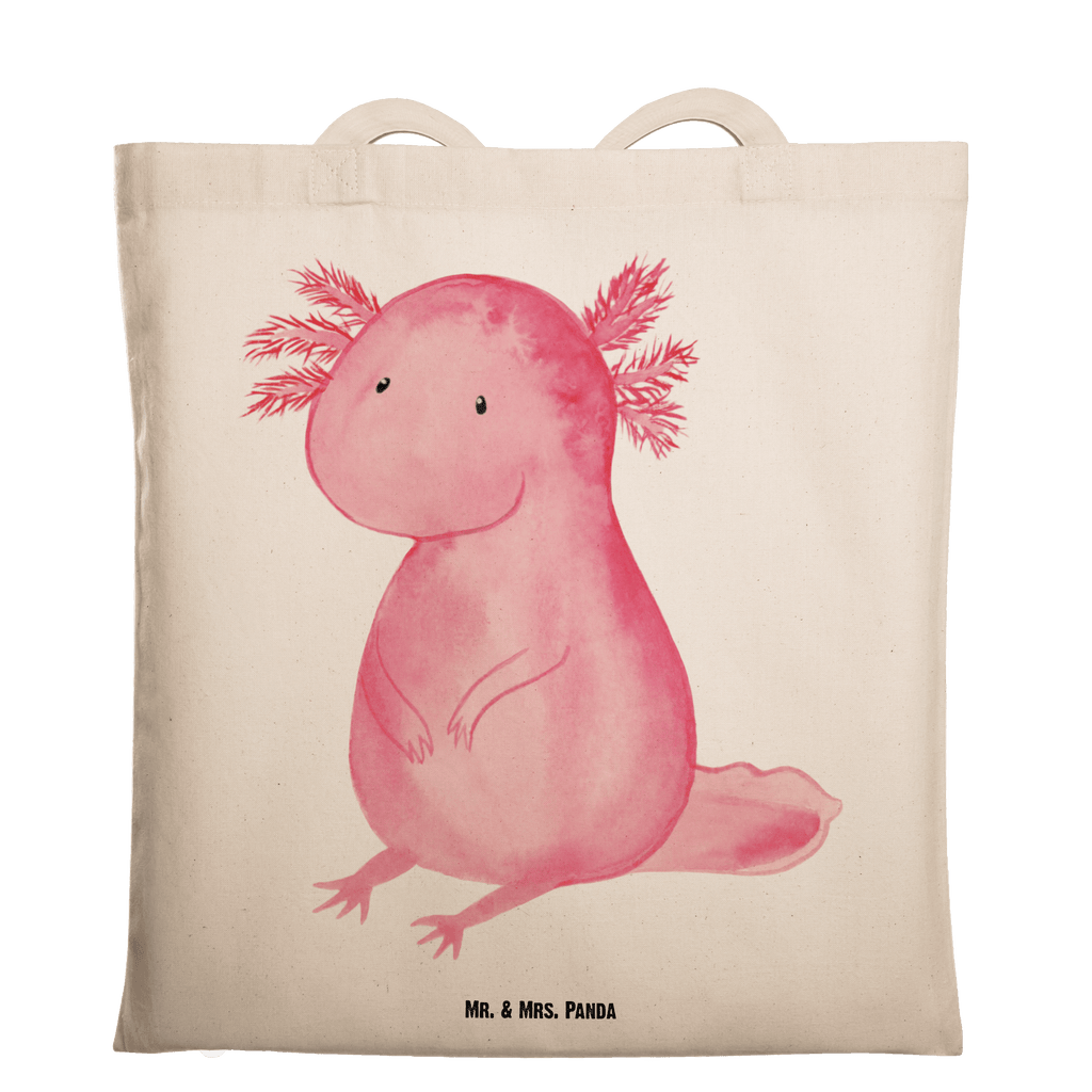 Tragetasche Axolotl Beuteltasche, Beutel, Einkaufstasche, Jutebeutel, Stoffbeutel, Tasche, Shopper, Umhängetasche, Strandtasche, Schultertasche, Stofftasche, Tragetasche, Badetasche, Jutetasche, Einkaufstüte, Laptoptasche, Axolotl, Molch, Axolot, vergnügt, fröhlich, zufrieden, Lebensstil, Weisheit, Lebensweisheit, Liebe, Freundin