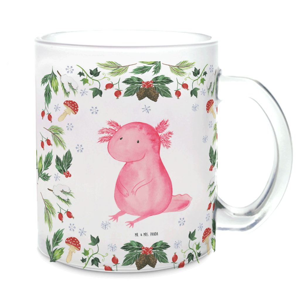 Teetasse Axolotl Glücklich Teetasse, Teeglas, Teebecher, Tasse mit Henkel, Tasse, Glas Teetasse, Teetasse aus Glas, Winter, Weihnachten, Weihnachtsdeko, Nikolaus, Advent, Heiligabend, Wintermotiv