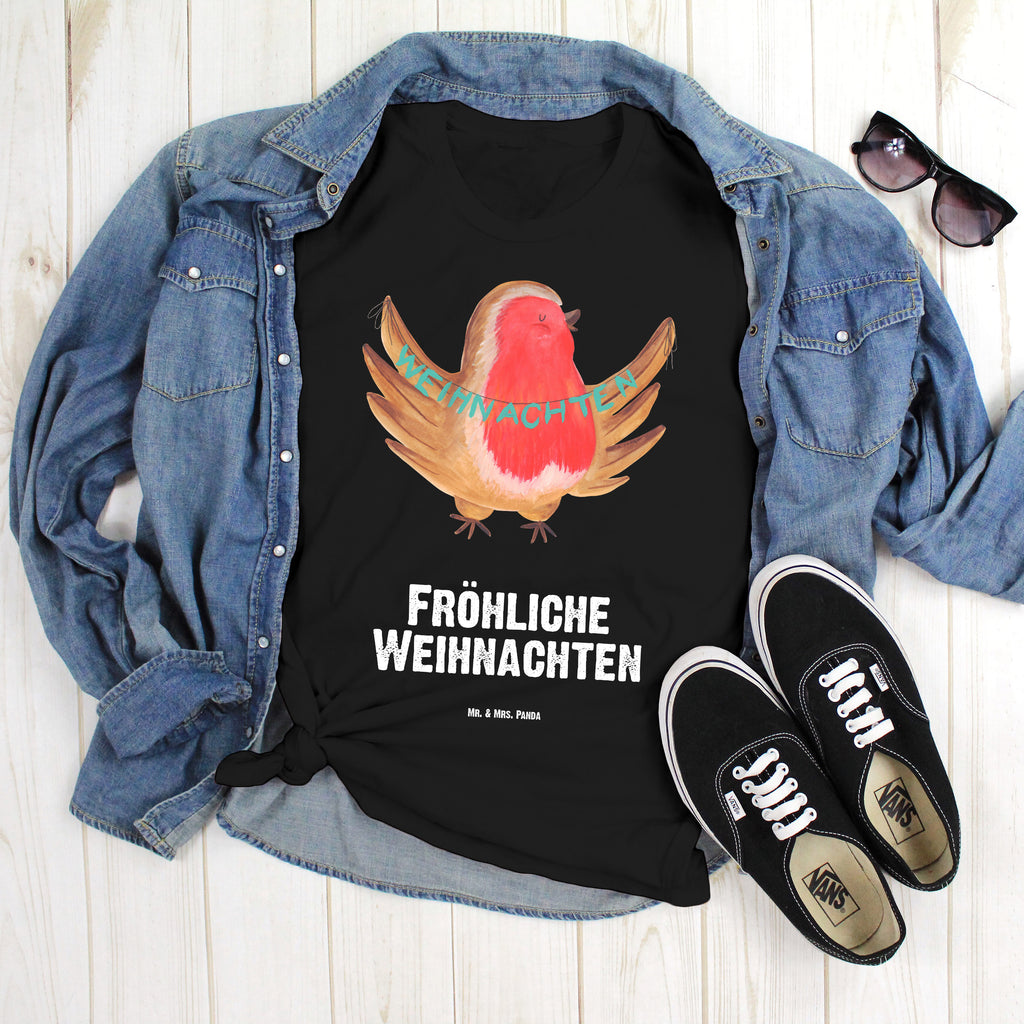 T-Shirt Standard Rotkehlchen Weihnachten T-Shirt, Shirt, Tshirt, Lustiges T-Shirt, T-Shirt mit Spruch, Party, Junggesellenabschied, Jubiläum, Geburstag, Herrn, Damen, Männer, Frauen, Schlafshirt, Nachthemd, Sprüche, Winter, Weihnachten, Weihnachtsdeko, Nikolaus, Advent, Heiligabend, Wintermotiv, Frohe Weihnachten, Weihnachtsmotiv, Weihnachtsgruß, Vogel, xmas