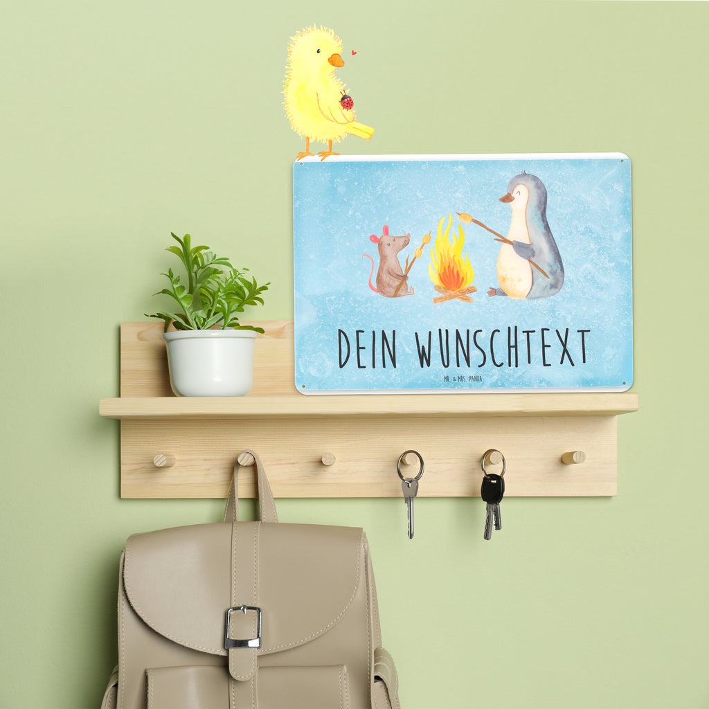 Personalisiertes Blechschild Pinguin Lagerfeuer Blechschild, Metallschild, Geschenk Schild, Schild, Magnet-Metall-Schild, Deko Schild, Wandschild, Wand-Dekoration, Türschild, Pinguin, Maus, Pinguine, Lagerfeuer, Leben, Arbeit, Job, Motivation, Büro, Büroalltag, Lebensspruch, Lebensmotivation, Neustart, Liebe, grillen, Feuer, Marshmallows