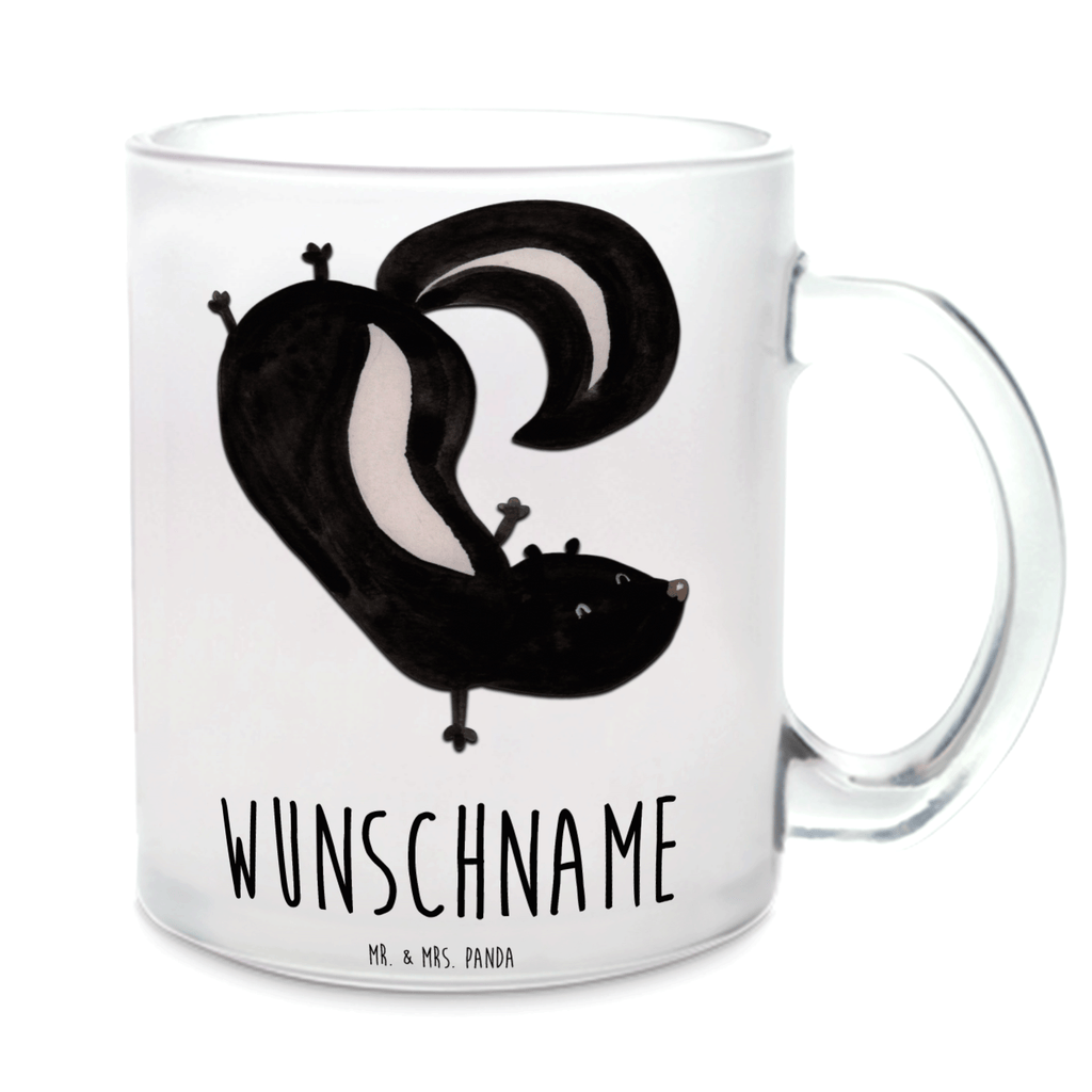 Personalisierte Teetasse Stinktier Handstand Personalisierte Teetasse, Personalisiertes Teeglas, Personalisierter Teebecher, Personalisierte Glas Teetasse, Personalisierte Teetasse aus Glas, Teetasse mit Namen, Teeglas mit Namen, Teebecher mit Namen, Glas Teetasse mit Namen, Teetasse aus Glas mit Namen, Teetasse Wunschname, Teetasse selbst gestalten., Stinktier, Skunk, Wildtier, Raubtier, Stinker, Stinki, Spielplatz, verpielt, Kind