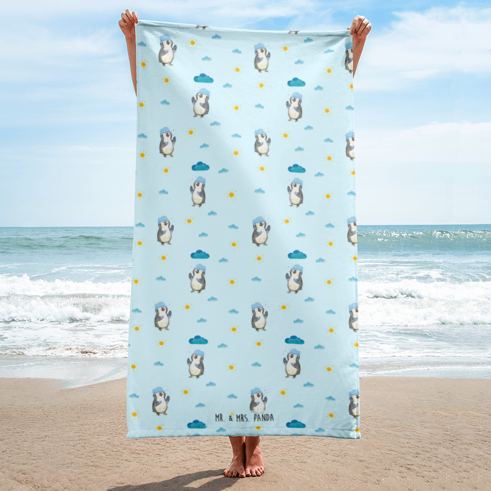 XL Badehandtuch Pinguin Duschen Muster Handtuch, Badetuch, Duschtuch, Strandtuch, Saunatuch, Pinguin, Pinguine, Dusche, duschen, Lebensmotto, Motivation, Neustart, Neuanfang, glücklich sein