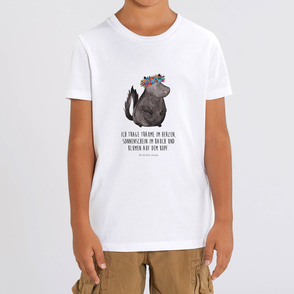 Organic Kinder T-Shirt Stinktier Mädchen Kinder T-Shirt, Kinder T-Shirt Mädchen, Kinder T-Shirt Jungen, Stinktier, Skunk, Wildtier, Raubtier, Stinker, Stinki, Yoga, Namaste, Lebe, Liebe, Lache