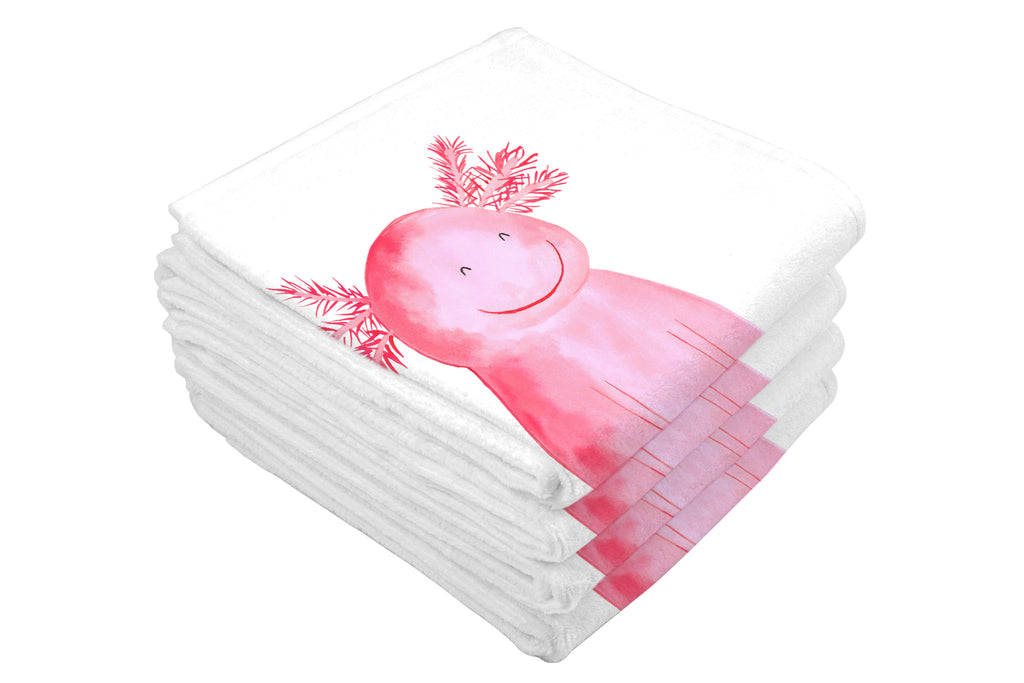 Handtuch Axolotl Glücklich Gästetuch, Reisehandtuch, Sport Handtuch, Frottier, Kinder Handtuch, Axolotl, Molch, Axolot, Schwanzlurch, Lurch, Lurche, Motivation, gute Laune