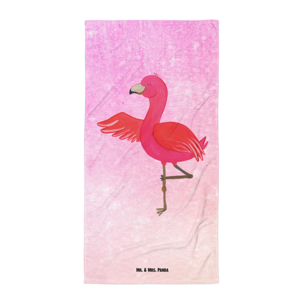 XL Badehandtuch Flamingo Yoga Handtuch, Badetuch, Duschtuch, Strandtuch, Saunatuch, Flamingo, Vogel, Yoga, Namaste, Achtsamkeit, Yoga-Übung, Entspannung, Ärger, Aufregen, Tiefenentspannung