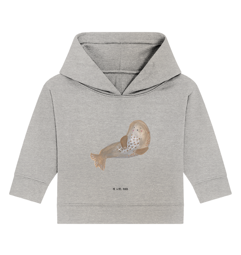 Organic Baby Hoodie Robbe Lachen Baby Kapuzenshirt, Baby Kapuzensweatshirt, Baby Hoodie, Baby Pullover, Tiermotive, Gute Laune, lustige Sprüche, Tiere, Robbe, Robben, Seehund, Strand, Meerestier, Ostsee, Nordsee