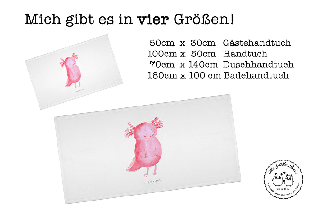 Handtuch Axolotl Glücklich Gästetuch, Reisehandtuch, Sport Handtuch, Frottier, Kinder Handtuch, Axolotl, Molch, Axolot, Schwanzlurch, Lurch, Lurche, Motivation, gute Laune