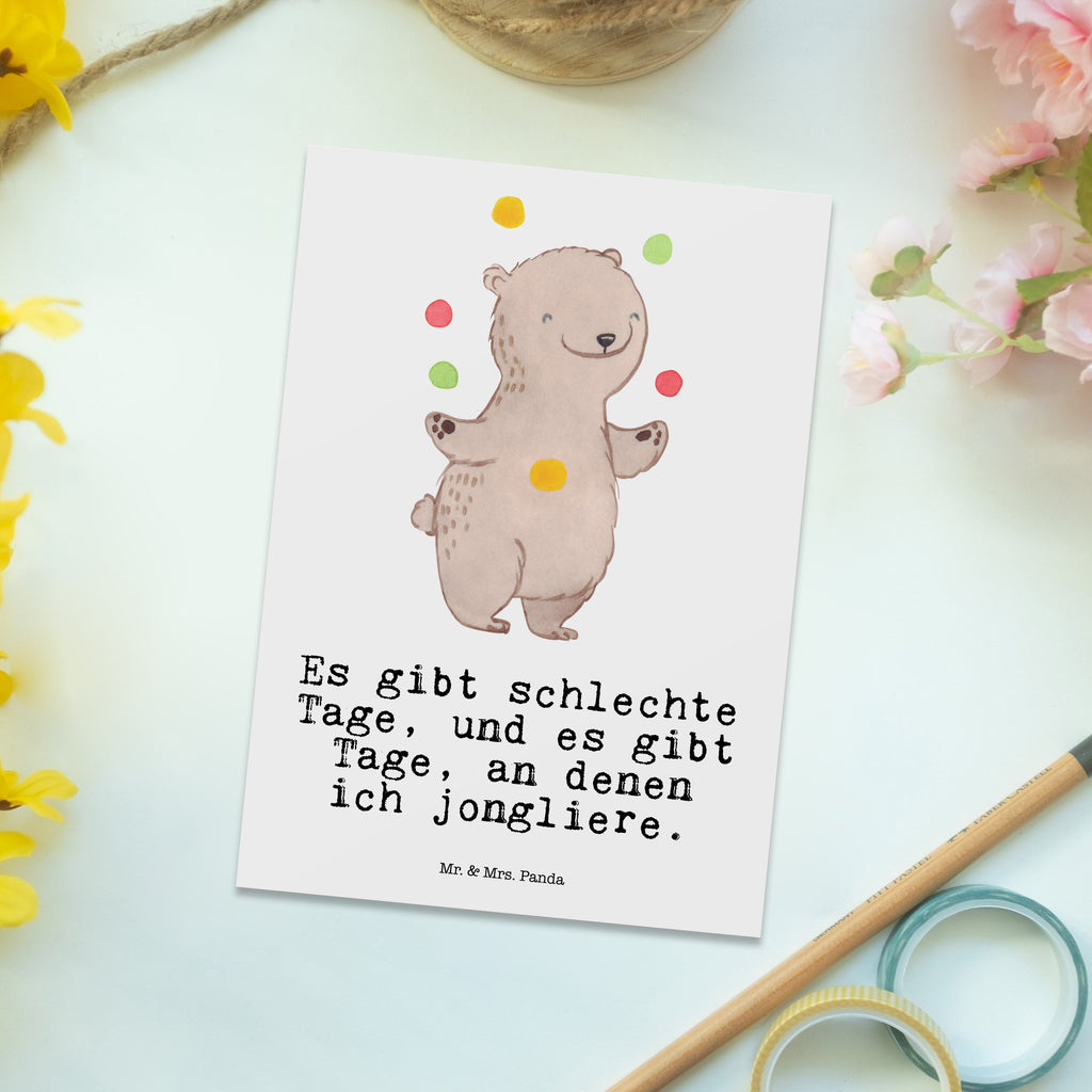 Postkarte Bär Jonglieren Tage Postkarte, Karte, Geschenkkarte, Grußkarte, Einladung, Ansichtskarte, Geburtstagskarte, Einladungskarte, Dankeskarte, Ansichtskarten, Einladung Geburtstag, Einladungskarten Geburtstag, Geschenk, Sport, Sportart, Hobby, Schenken, Danke, Dankeschön, Auszeichnung, Gewinn, Sportler, Jonglieren, Jongleur, Zirkus, Artistik