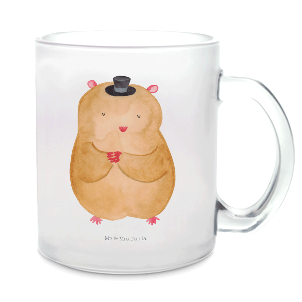 Teetasse Hamster mit Hut Teetasse, Teeglas, Teebecher, Tasse mit Henkel, Tasse, Glas Teetasse, Teetasse aus Glas, Tiermotive, Gute Laune, lustige Sprüche, Tiere, Hamster, Hut, Magier, Zylinder, Zwerghamster, Zauberer