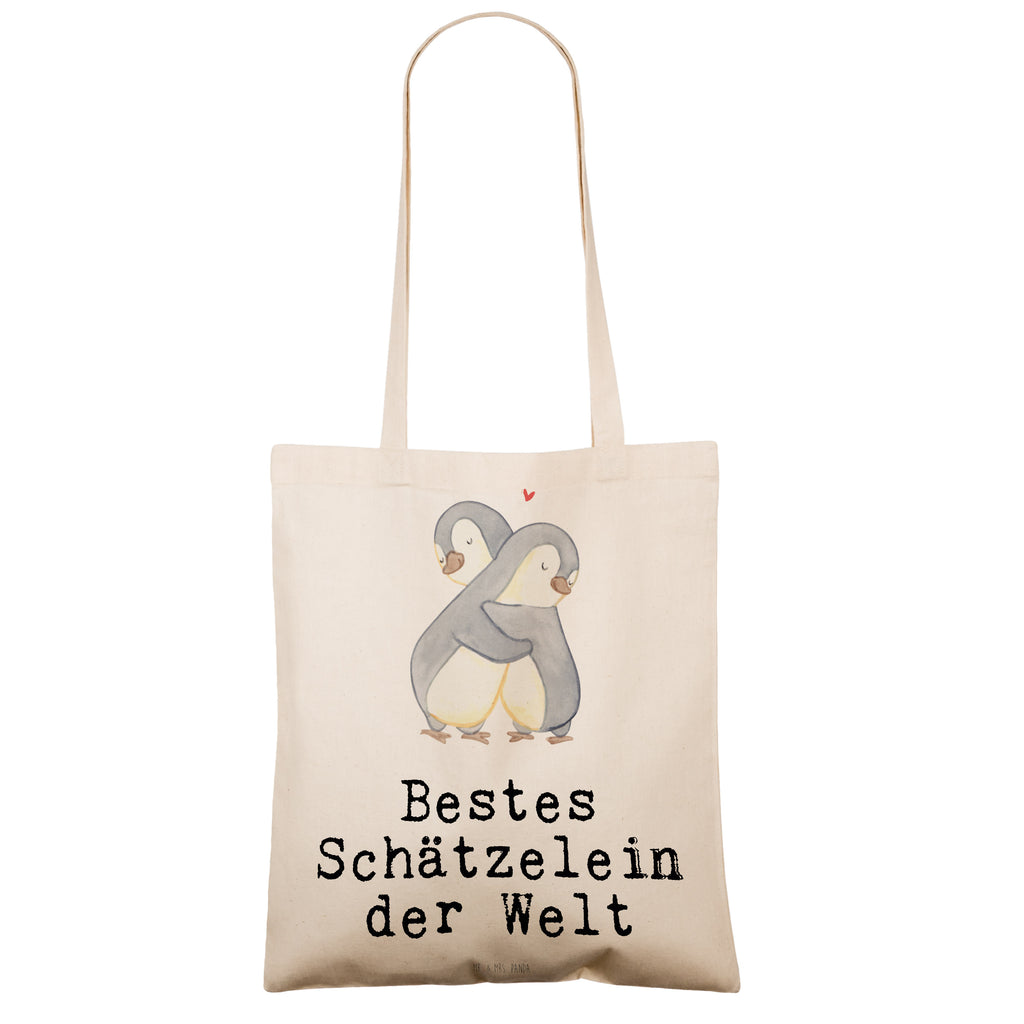 Tragetasche Pinguin Bestes Schätzelein der Welt Beuteltasche, Beutel, Einkaufstasche, Jutebeutel, Stoffbeutel, Tasche, Shopper, Umhängetasche, Strandtasche, Schultertasche, Stofftasche, Tragetasche, Badetasche, Jutetasche, Einkaufstüte, Laptoptasche, für, Dankeschön, Geschenk, Schenken, Geburtstag, Geburtstagsgeschenk, Geschenkidee, Danke, Bedanken, Mitbringsel, Freude machen, Geschenktipp, Schätzelein, Schätzchen, Schatz, Schatzi, Ehemann, Ehefrau, Freundin, Freund, Frau, Mann, Kosename, Hochzeitstag