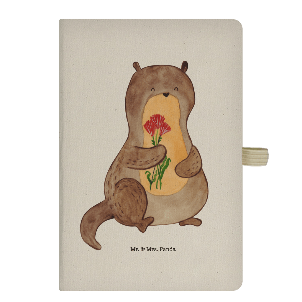 Baumwoll Notizbuch Otter Blumenstrauß Notizen, Eintragebuch, Tagebuch, Notizblock, Adressbuch, Journal, Kladde, Skizzenbuch, Notizheft, Schreibbuch, Schreibheft, Otter, Fischotter, Seeotter, Otter Seeotter See Otter