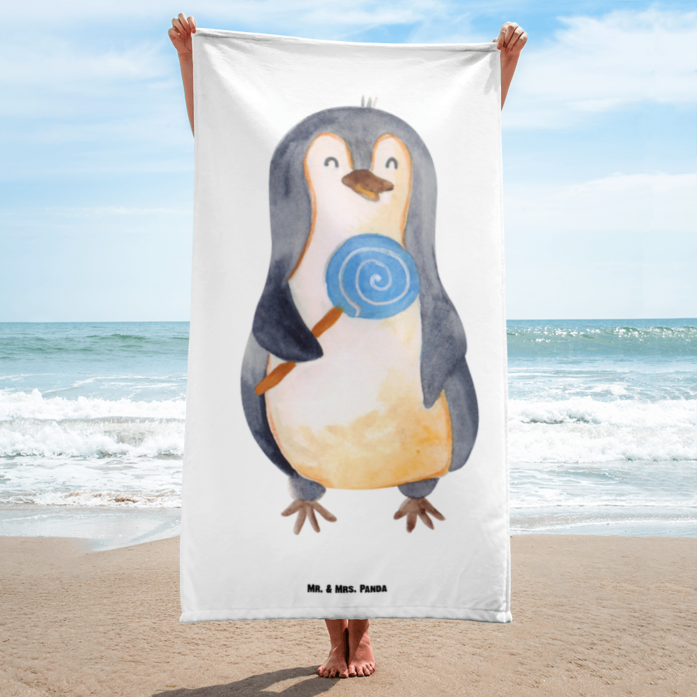 XL Badehandtuch Pinguin Lolli Handtuch, Badetuch, Duschtuch, Strandtuch, Saunatuch, Pinguin, Pinguine, Lolli, Süßigkeiten, Blödsinn, Spruch, Rebell, Gauner, Ganove, Rabauke