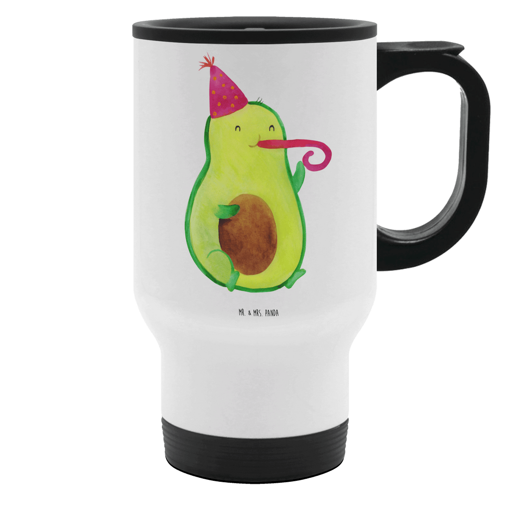 Thermobecher Avocado Feier Thermobecher, To Go Becher, Thermotasse, Kaffeebecher, Isolierbecher, Thermobecher To Go, Warmhaltetasse, Edelstahlbecher, Reisebecher, Tasse mit Deckel, Thermobecher für 400 ml, Kaffeetasse zum Mitnehmen, Tasse zum Mitnehmen, Spülmaschinenfest, Avocado, Veggie, Vegan, Gesund, Party, Feierlichkeit, Feier, Fete, Geburtstag, Gute Laune, Tröte