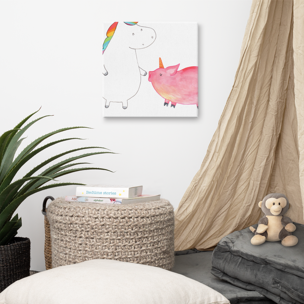 Leinwand Bild Einhorn + Schweinhorn Leinwand, Bild, Kunstdruck, Wanddeko, Dekoration, Einhorn, Einhörner, Einhorn Deko, Pegasus, Unicorn, Freundschaft, Schweinhorn, Schwein, Freundin, Schweinchen