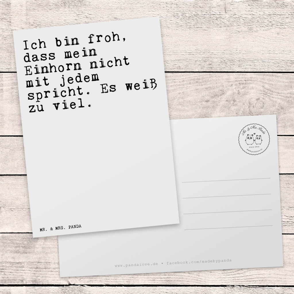 Postkarte Sprüche und Zitate Ich bin froh, dass mein Einhorn nicht mit jedem spricht. Es weiß zu viel. Postkarte, Karte, Geschenkkarte, Grußkarte, Einladung, Ansichtskarte, Geburtstagskarte, Einladungskarte, Dankeskarte, Ansichtskarten, Einladung Geburtstag, Einladungskarten Geburtstag, Spruch, Sprüche, lustige Sprüche, Weisheiten, Zitate, Spruch Geschenke, Spruch Sprüche Weisheiten Zitate Lustig Weisheit Worte