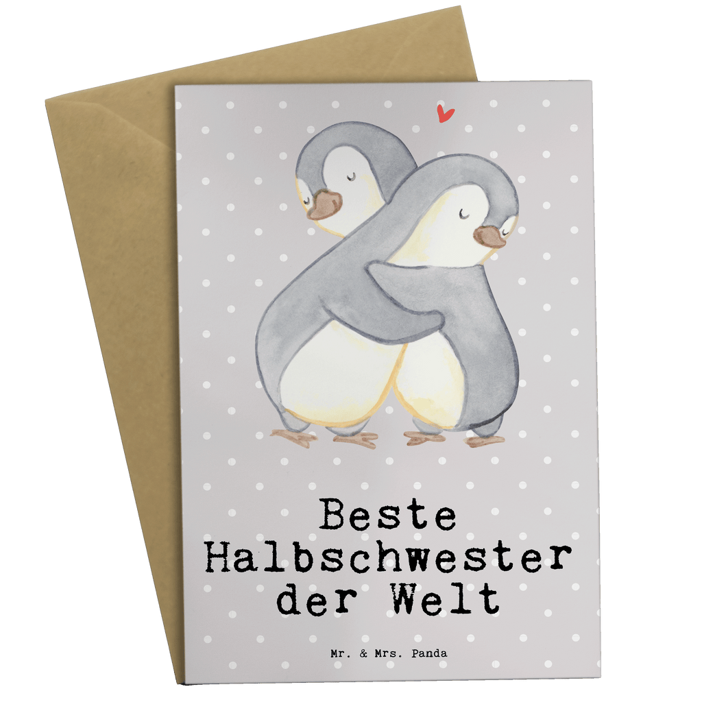 Grußkarte Pinguin Beste Halbschwester der Welt Grußkarte, Klappkarte, Einladungskarte, Glückwunschkarte, Hochzeitskarte, Geburtstagskarte, Karte, Ansichtskarten, für, Dankeschön, Geschenk, Schenken, Geburtstag, Geburtstagsgeschenk, Geschenkidee, Danke, Bedanken, Mitbringsel, Freude machen, Geschenktipp, Halbschwester, Stiefschwester, Stiefgeschwister, Schwestern, Schwester, Geschwister, Schwesterherz, Sister, Familie, Kleinigkeit, Beste, Tochter, Liebe, Kinder