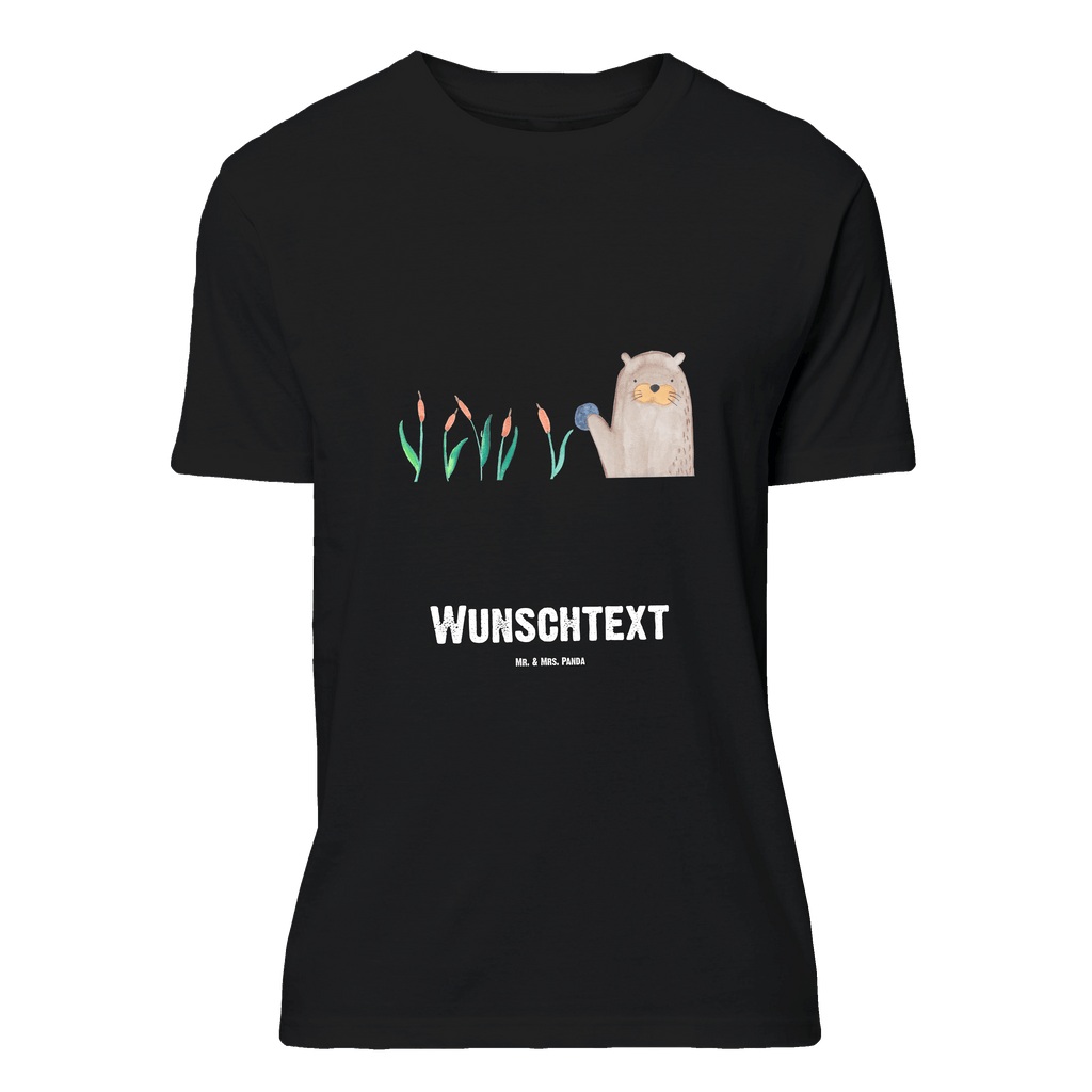 Personalisiertes T-Shirt Otter mit Stein T-Shirt Personalisiert, T-Shirt mit Namen, T-Shirt mit Aufruck, Männer, Frauen, Wunschtext, Bedrucken, Otter, Fischotter, Seeotter, Otter Seeotter See Otter