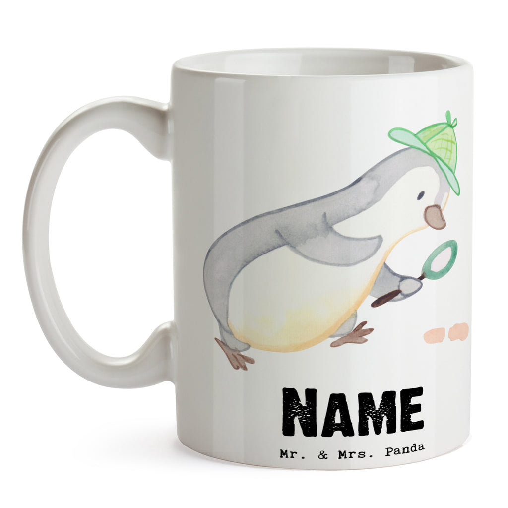 Personalisierte Tasse Detektiv mit Herz Personalisierte Tasse, Namenstasse, Wunschname, Personalisiert, Tasse, Namen, Drucken, Tasse mit Namen, Beruf, Ausbildung, Jubiläum, Abschied, Rente, Kollege, Kollegin, Geschenk, Schenken, Arbeitskollege, Mitarbeiter, Firma, Danke, Dankeschön, Detektiv, Ermittler, Agent, Privatdetektei, Berufsdetektiv, Wirtschaftsdetektei, Detektivausbildung, Spurensuche