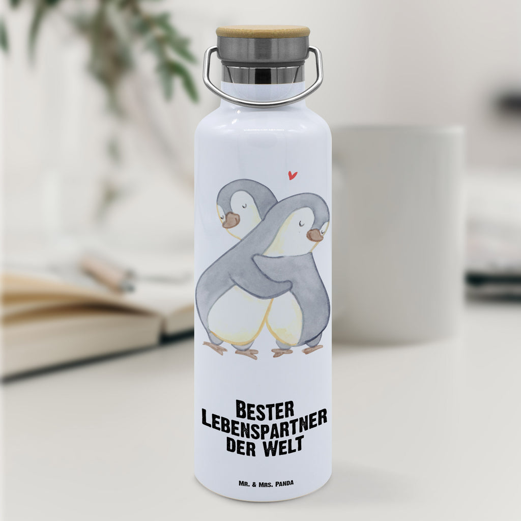 Trinkflasche Pinguin Bester Lebenspartner der Welt Thermosflasche, Isolierflasche, Edelstahl, Trinkflasche, isoliert, Wamrhaltefunktion, Sportflasche, Flasche zum Sport, Sportlerflasche, für, Dankeschön, Geschenk, Schenken, Geburtstag, Geburtstagsgeschenk, Geschenkidee, Danke, Bedanken, Mitbringsel, Freude machen, Geschenktipp, Lebenspartner, Ehepartner, Partner, Ehemann, Ehefrau, Liebe, Freund, Freundin, Hochzeitstag, verliebt