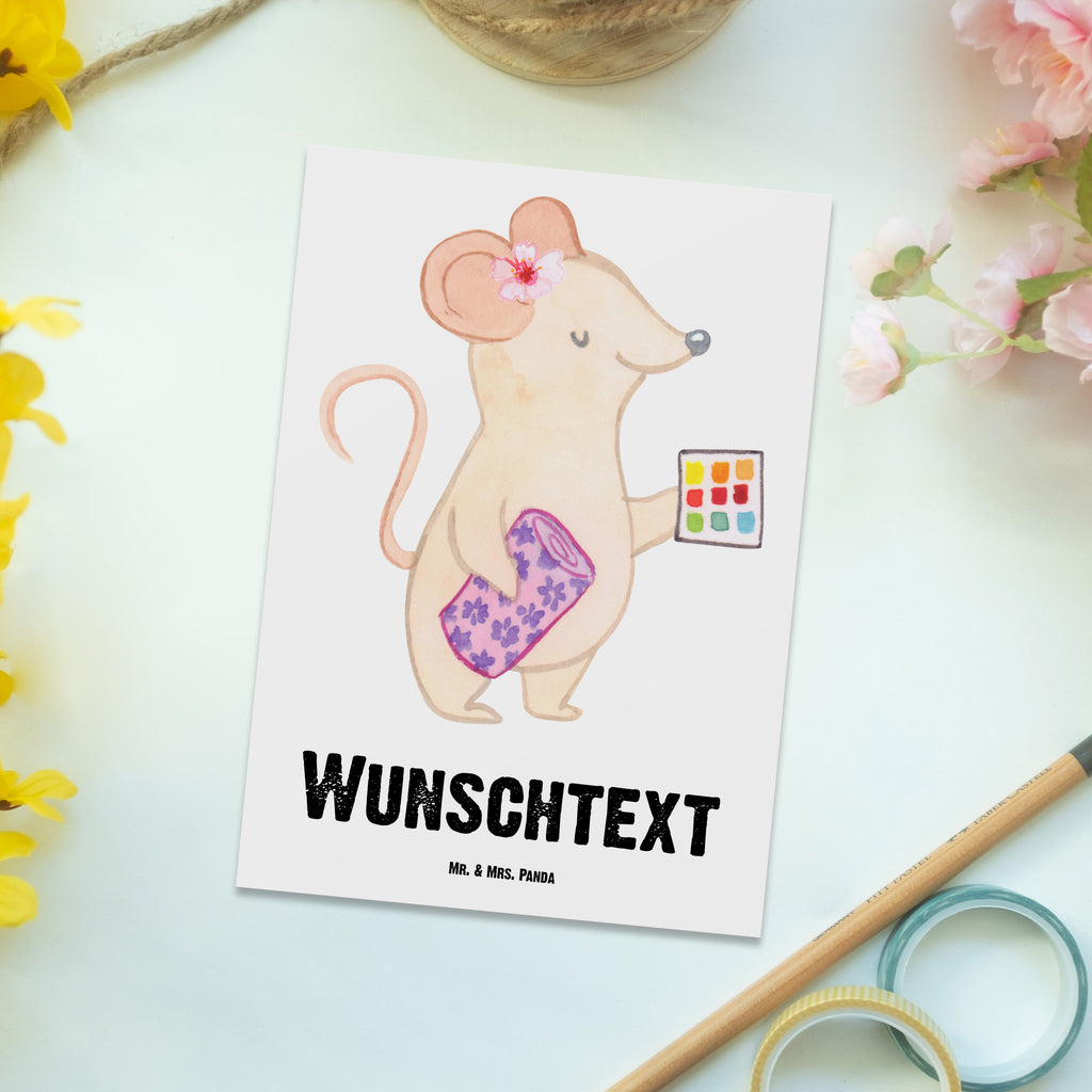 Personalisierte Postkarte Raumausstatterin mit Herz Postkarte mit Namen, Postkarte bedrucken, Postkarte mit Wunschtext, Postkarte personalisierbar, Geschenkkarte mit Namen, Grußkarte mit Namen, Karte mit Namen, Einladung mit Namen, Ansichtskarte mit Namen, Geschenkkarte mit Wunschtext, Grußkarte mit Wunschtext, Karte mit Wunschtext, Einladung mit Wunschtext, Ansichtskarte mit Wunschtext, Beruf, Ausbildung, Jubiläum, Abschied, Rente, Kollege, Kollegin, Geschenk, Schenken, Arbeitskollege, Mitarbeiter, Firma, Danke, Dankeschön