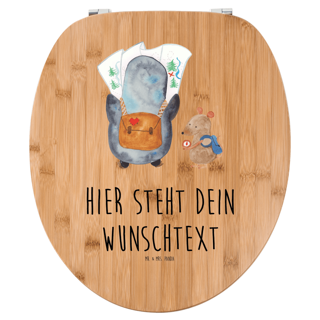 Personalisierter WC Sitz Motiv Pinguin & Maus Wanderer Personalisierte Klobrille, Personalisierter Klodeckel, Personalisierter Toilettendeckel, Personalisierter WC-Sitz, Toilettendeckel mit Namen, WC Sitz mit Namen, Pinguin, Pinguine, Abenteurer, Abenteuer, Roadtrip, Ausflug, Wanderlust, wandern