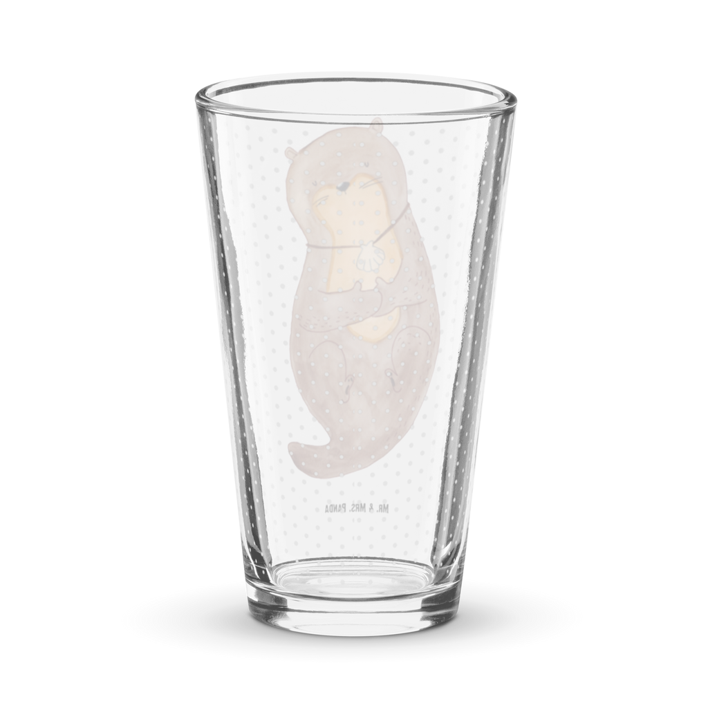 Premium Trinkglas Otter mit Muschelmedaillon Trinkglas, Glas, Pint Glas, Bierglas, Cocktail Glas, Wasserglas, Otter, Fischotter, Seeotter, Otterliebe, grübeln, träumen, Motivation, Tagträumen, Büro