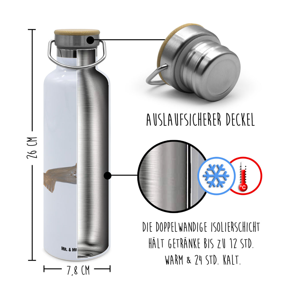 Trinkflasche Robbe Lachen Thermosflasche, Isolierflasche, Edelstahl, Trinkflasche, isoliert, Wamrhaltefunktion, Sportflasche, Flasche zum Sport, Sportlerflasche, Tiermotive, Gute Laune, lustige Sprüche, Tiere, Robbe, Robben, Seehund, Strand, Meerestier, Ostsee, Nordsee