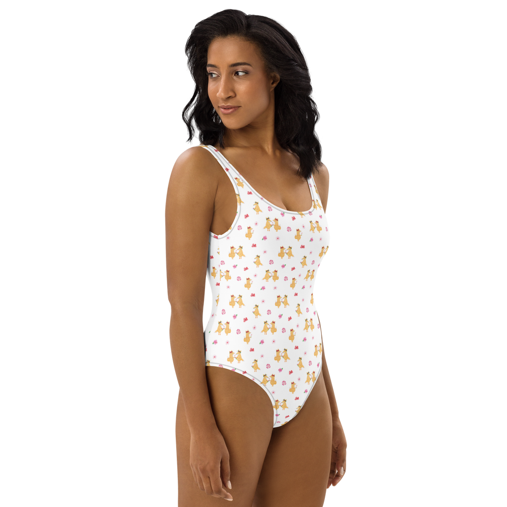 Badeanzug Fuchs Blumenliebe Badebekleidung, Bademode, Badeanzug, Swimsuit, Rückenfreier Badeanzug, Luxus-Bademode, Fuchs, Füchse, Fox, Liebe, Freundin, Fuchsmädchen, Blumenmädchen, Freundinnen, Liebesbeweis, Blume, Blumen, Motivation, Freude, ich, mich, Selbstliebe