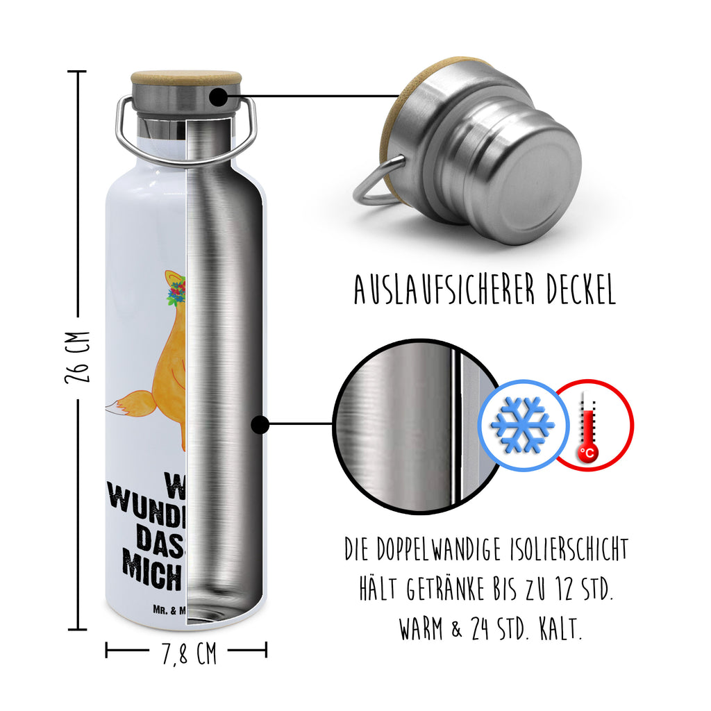 Trinkflasche Fuchs Blumen Thermosflasche, Isolierflasche, Edelstahl, Trinkflasche, isoliert, Wamrhaltefunktion, Sportflasche, Flasche zum Sport, Sportlerflasche, Fuchs, Füchse, Fox, Liebe, Freundin, Fuchsmädchen, Blumenmädchen, Freundinnen, Liebesbeweis, Blume, Blumen, Motivation, Freude, ich, mich, Selbstliebe