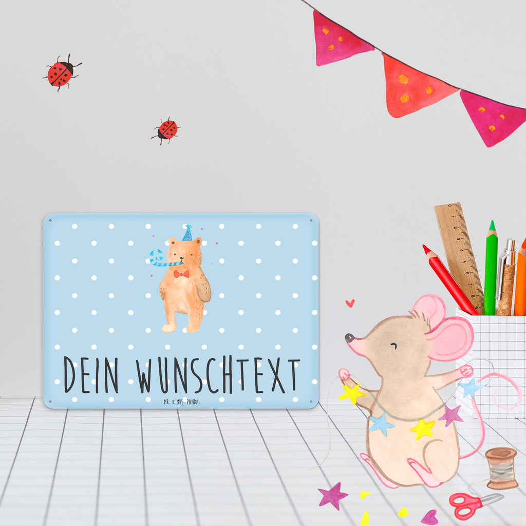 Personalisiertes Blechschild Bär Geburtstag Blechschild, Metallschild, Geschenk Schild, Schild, Magnet-Metall-Schild, Deko Schild, Wandschild, Wand-Dekoration, Türschild, Bär, Teddy, Teddybär, Happy Birthday, Alles Gute, Glückwunsch, Geburtstag