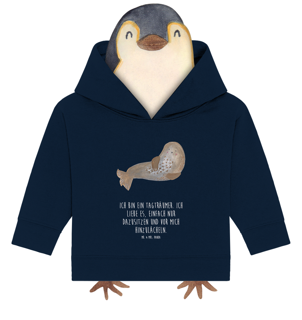 Organic Baby Hoodie Robbe Lachen Baby Kapuzenshirt, Baby Kapuzensweatshirt, Baby Hoodie, Baby Pullover, Tiermotive, Gute Laune, lustige Sprüche, Tiere, Robbe, Robben, Seehund, Strand, Meerestier, Ostsee, Nordsee