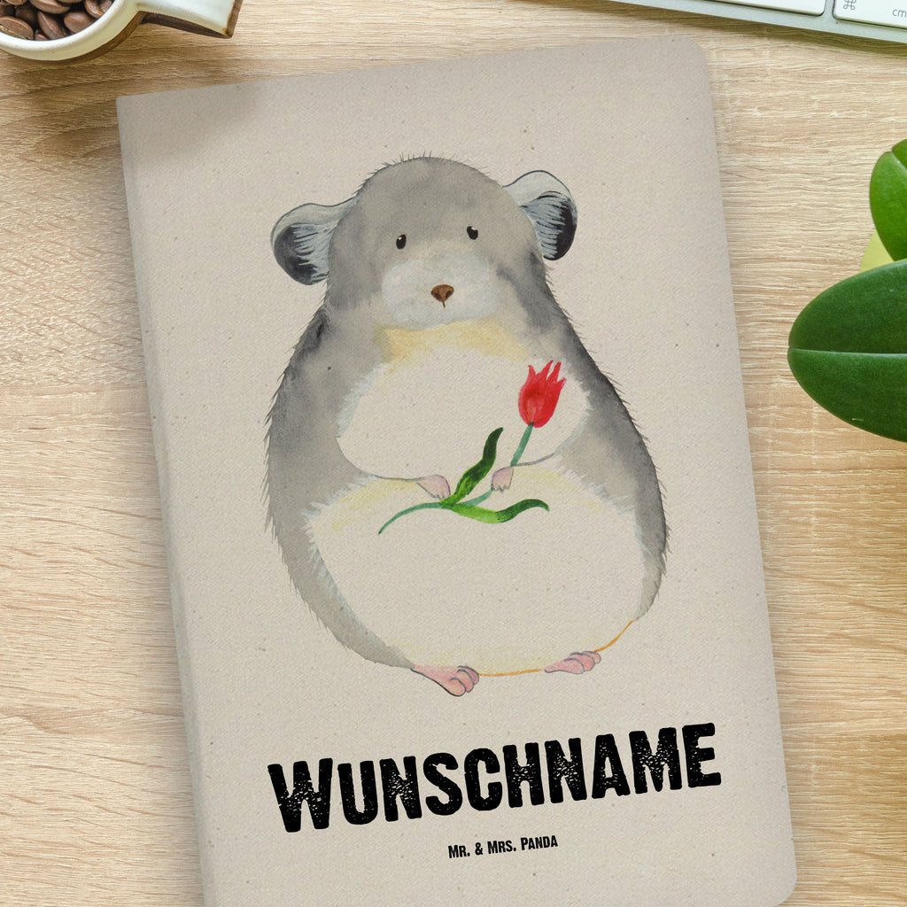 DIN A4 Personalisiertes Notizbuch Chinchilla mit Blume Personalisiertes Notizbuch, Notizbuch mit Namen, Notizbuch bedrucken, Personalisierung, Namensbuch, Namen, Tiermotive, Gute Laune, lustige Sprüche, Tiere, Chinchilla, Chinchillas, Liebeskummer, Kummer, Depressionen, traurig sein, Chaos, Glücklichsein, Büro, Büroalltag