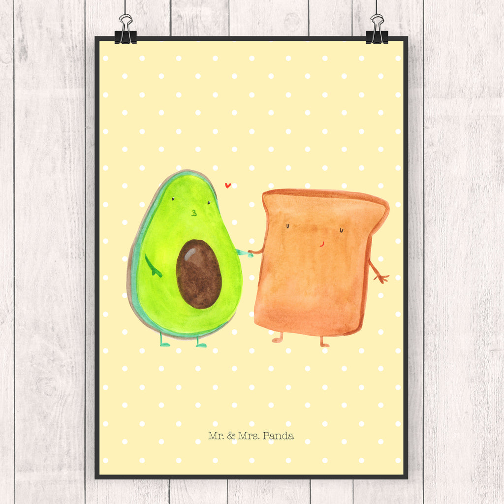 Poster Avocado + Toast Poster, Wandposter, Bild, Wanddeko, Küchenposter, Kinderposter, Wanddeko Bild, Raumdekoration, Wanddekoration, Handgemaltes Poster, Mr. & Mrs. Panda Poster, Designposter, Kunstdruck, Posterdruck, Avocado, Veggie, Vegan, Gesund, Toast, Toastbrot, Liebespaar, Pärchen, Freund, Freundin, Verlobt, Verlobungsparty, Hochzeit, Hochzeitsgeschenk, Jahrestag, Jahrestagsgeschenk