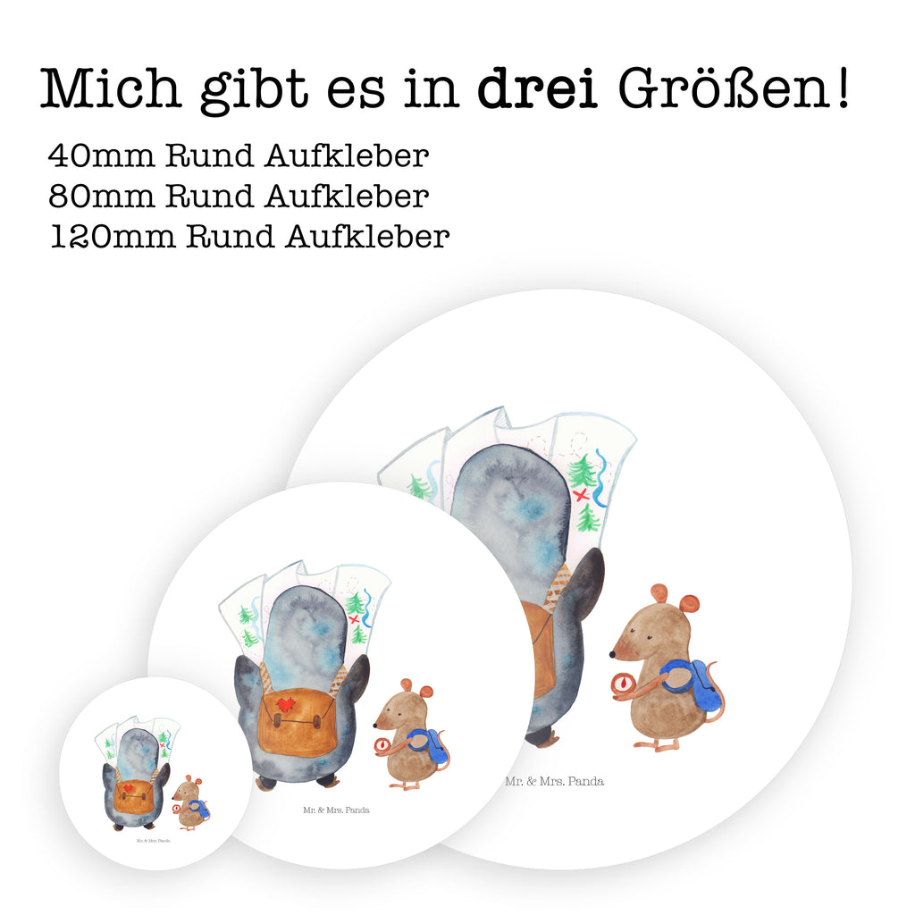 Rund Aufkleber Pinguin & Maus Wanderer Sticker, Aufkleber, Etikett, Pinguin, Pinguine, Abenteurer, Abenteuer, Roadtrip, Ausflug, Wanderlust, wandern