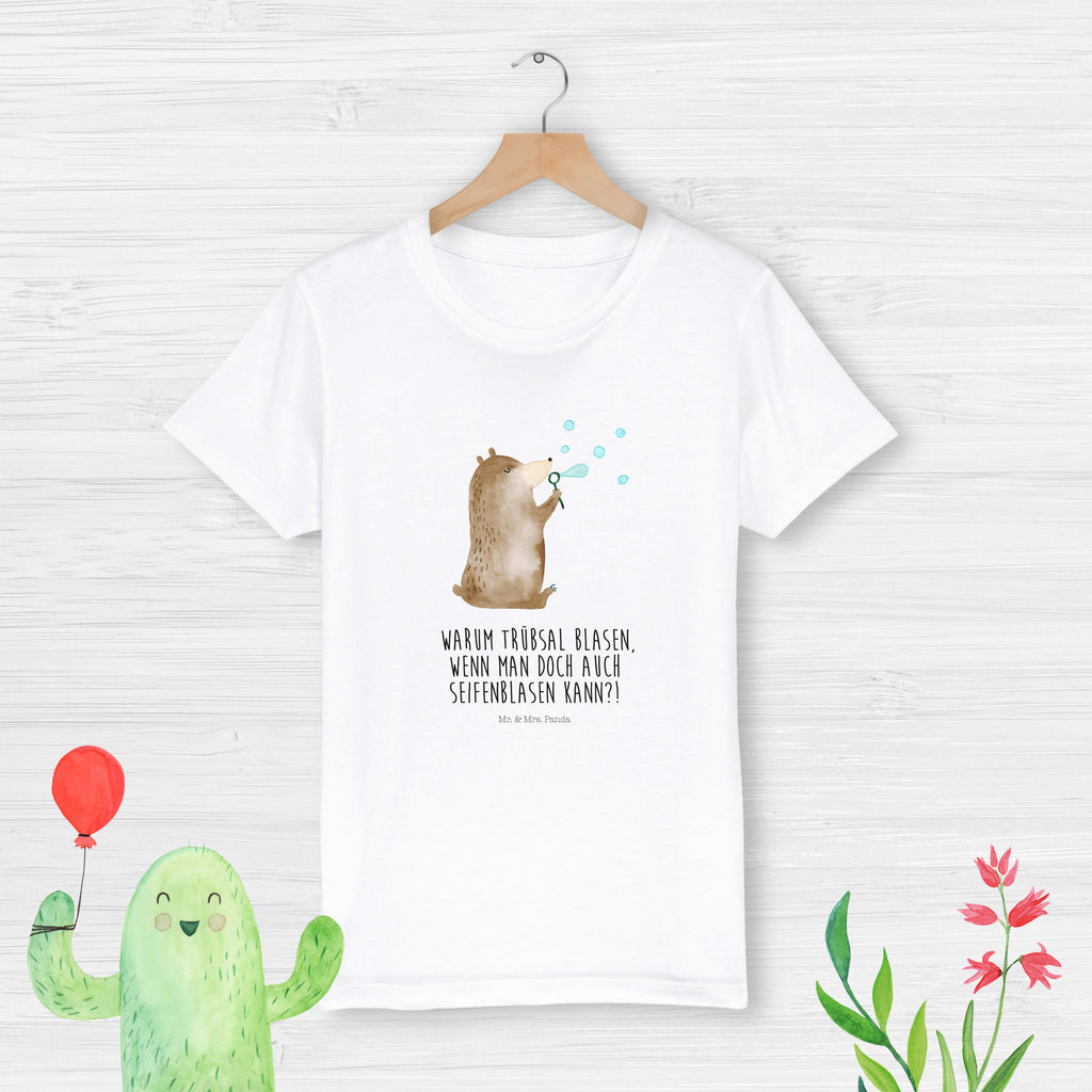 Organic Kinder T-Shirt Bär Seifenblasen Kinder T-Shirt, Kinder T-Shirt Mädchen, Kinder T-Shirt Jungen, Bär, Teddy, Teddybär, Seifenblasen Bär Lustig Sein Glücklich Traurig Happy