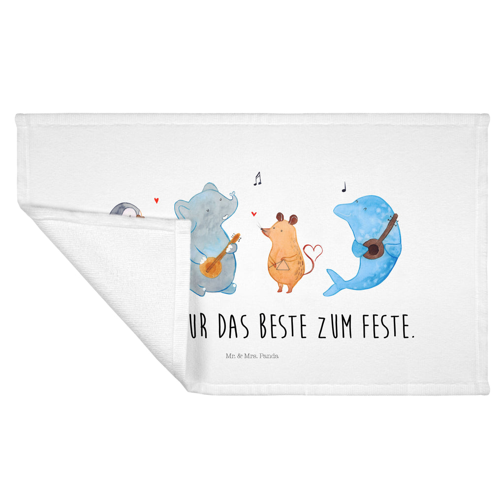 Handtuch Big Band Gästetuch, Reisehandtuch, Sport Handtuch, Frottier, Kinder Handtuch, Tiermotive, Gute Laune, lustige Sprüche, Tiere, Hund, Pinguin, Maus, Elefant, Delfin, Gitarre, Band, Triangel, Musikanten, Musik