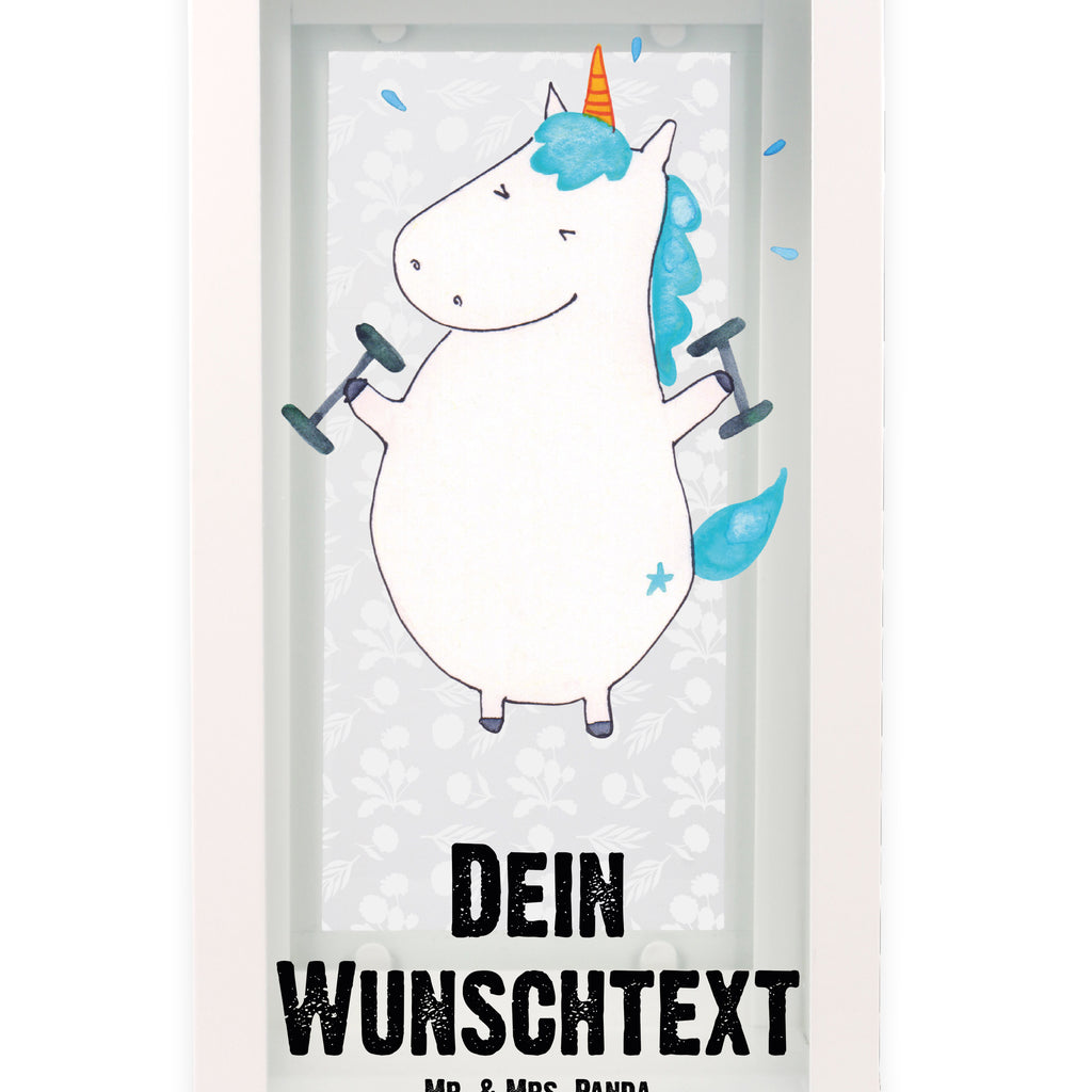 Personalisierte Deko Laterne Einhorn Fitness Gartenlampe, Gartenleuchte, Gartendekoration, Gartenlicht, Laterne kleine Laternen, XXL Laternen, Laterne groß, Einhorn, Einhörner, Einhorn Deko, Pegasus, Unicorn, Gym, Fitness, Fitnessstudio, Diät, Abnehmen, Sport, Pumpen, Geräte, Sixpack