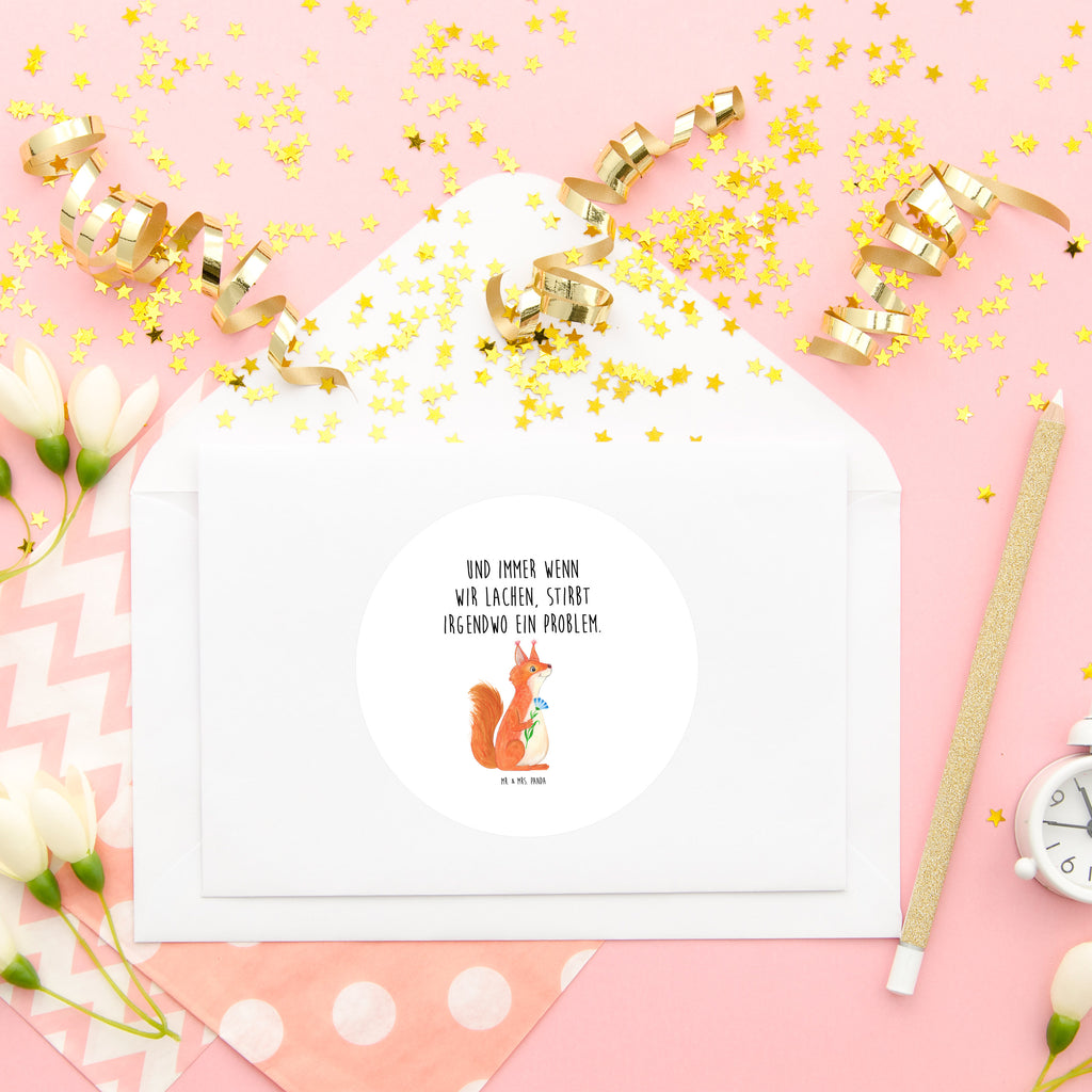 Rund Aufkleber Eichhörnchen Blume Sticker, Aufkleber, Etikett, Tiermotive, Gute Laune, lustige Sprüche, Tiere, Eichhörnchen, Eichhorn, Spruch positiv, Lachen, Spaß, Motivation Sprüche, Motivation Bilder, glücklich Spruch, Spruch Deko