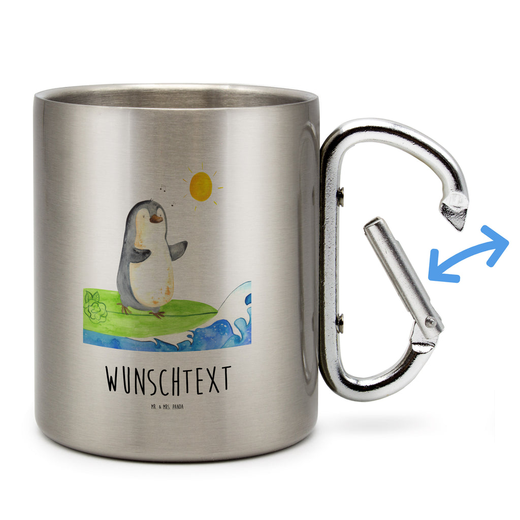 Personalisierter Edelstahlbecher Pinguin Surfer Personalisierte Edelstahltasse, Personalisierter Edelstahlbecher, Personalisierter Outdoor Becher, Personalisierte Outdoor Tasse, Pinguin, Pinguine, surfen, Surfer, Hawaii, Urlaub, Wellen, Wellen reiten, Portugal