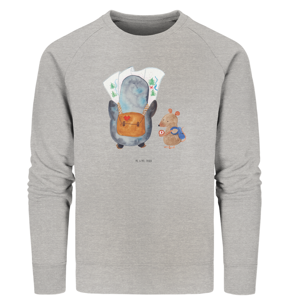 Organic Pullover Pinguin & Maus Wanderer Pullover, Pullover Männer, Pullover Frauen, Sweatshirt, Sweatshirt Männer, Sweatshirt Frauen, Unisex, Pinguin, Pinguine, Abenteurer, Abenteuer, Roadtrip, Ausflug, Wanderlust, wandern