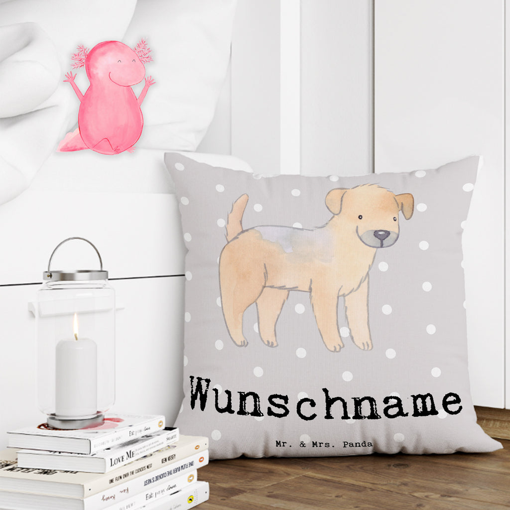 Personalisiertes Kissen Border Terrier Lebensretter Kissen, personalisiert, Name, Wunschname, bedrucken, Kopfkissen, Hund, Hunderasse, Rassehund, Hundebesitzer, Geschenk, Tierfreund, Schenken, Welpe, Border Terrier