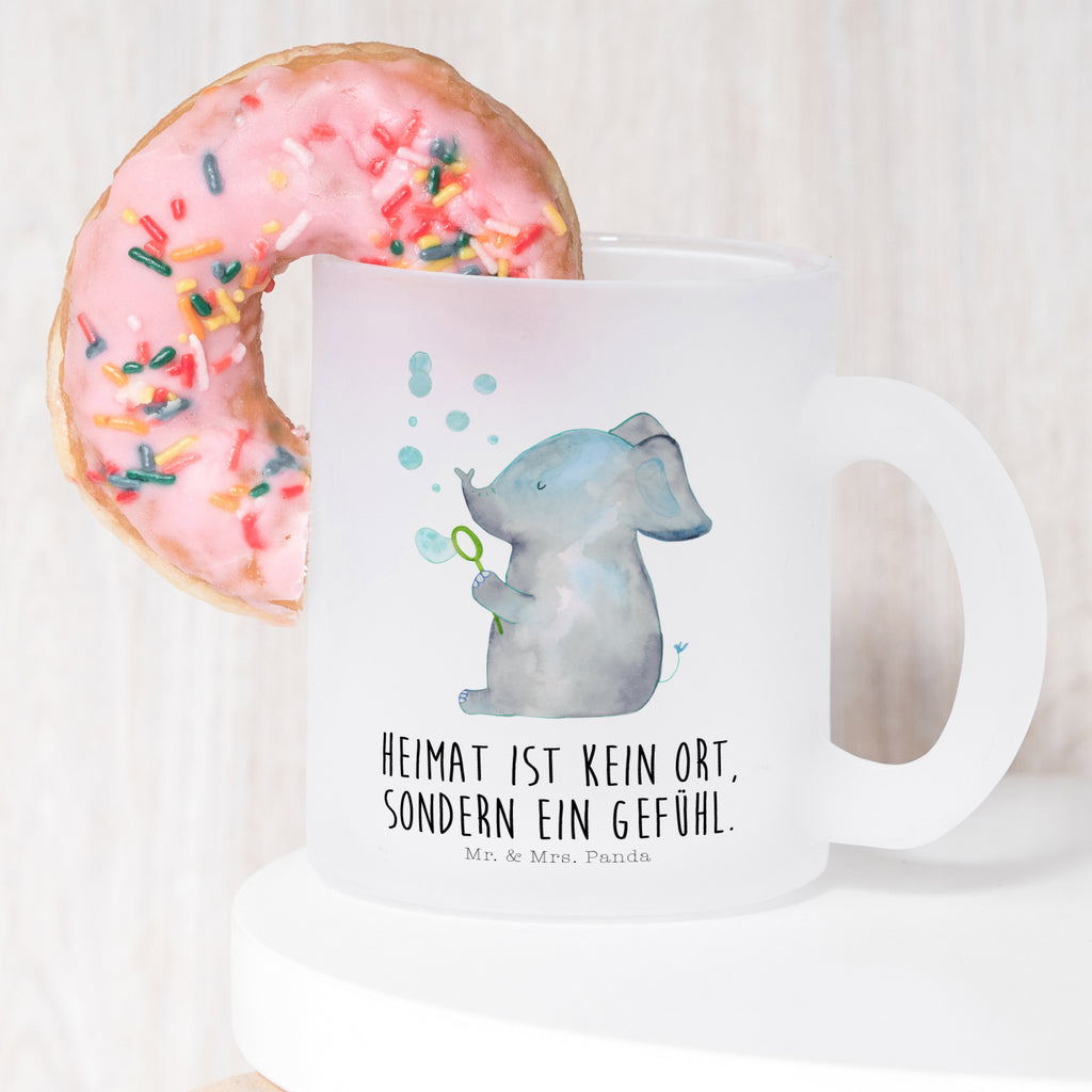 Teetasse Elefant Seifenblasen Teetasse, Teeglas, Teebecher, Tasse mit Henkel, Tasse, Glas Teetasse, Teetasse aus Glas, Tiermotive, Gute Laune, lustige Sprüche, Tiere, Elefant, Elefanten, Dickhäuter, Rüsseltier, Seifenblasen, Liebe, Heimat, Gefühl. Daheim, Liebesbeweis, Liebesspruch